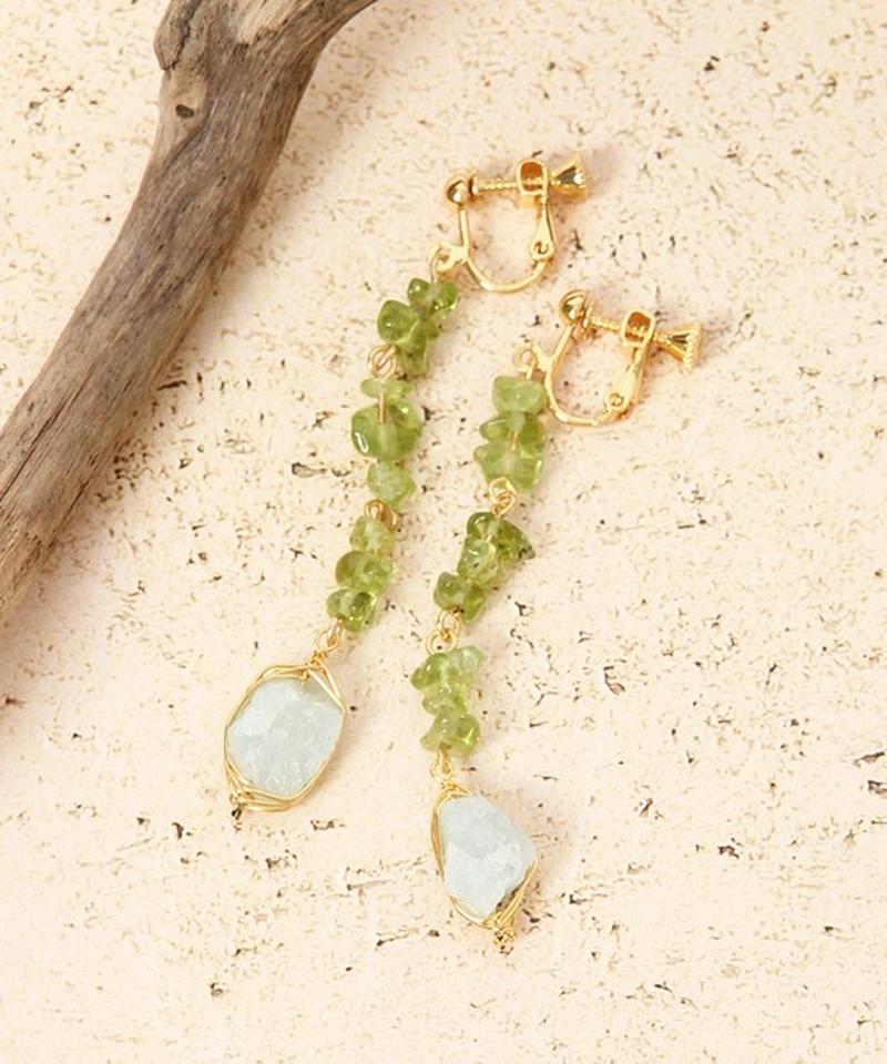 サザレペリドット×アクアマリンイヤリング