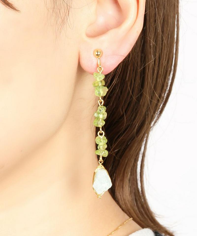 サザレペリドット×アクアマリンイヤリング