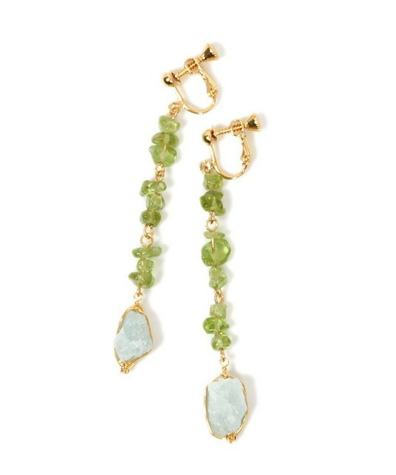 サザレペリドット×アクアマリンイヤリング