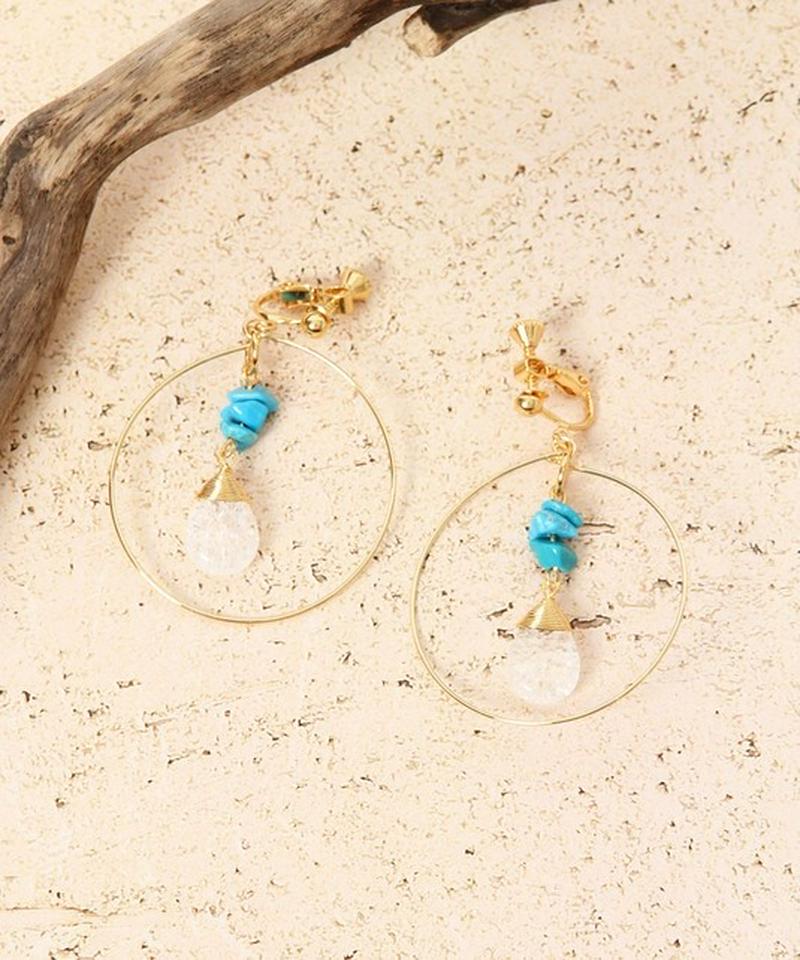 サザレターコイズ×クリスタルフープイヤリング
