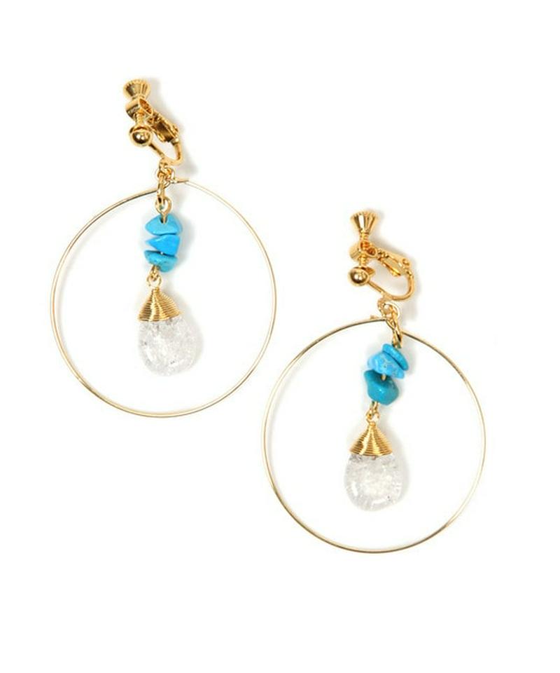 サザレターコイズ×クリスタルフープイヤリング