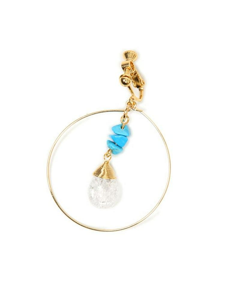サザレターコイズ×クリスタルフープイヤリング