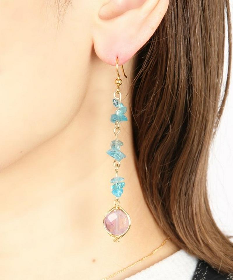 K14GF　サザレアパタイト×アメジストピアス