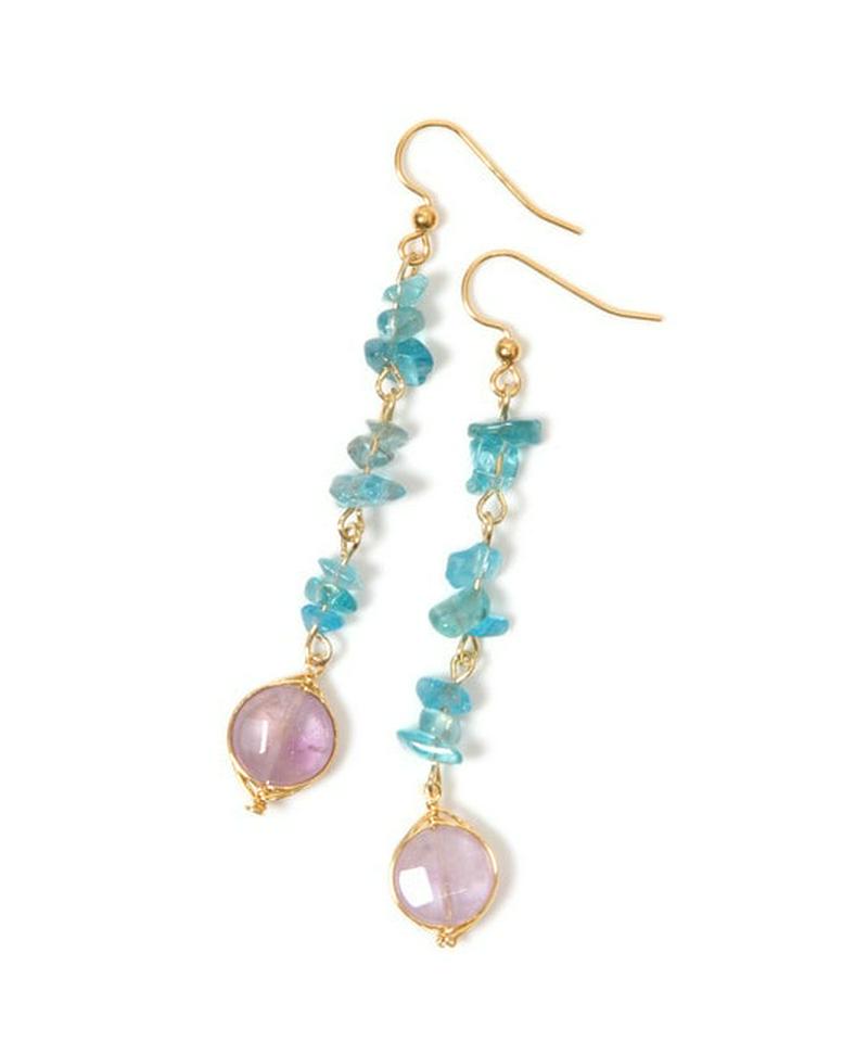 K14GF　サザレアパタイト×アメジストピアス