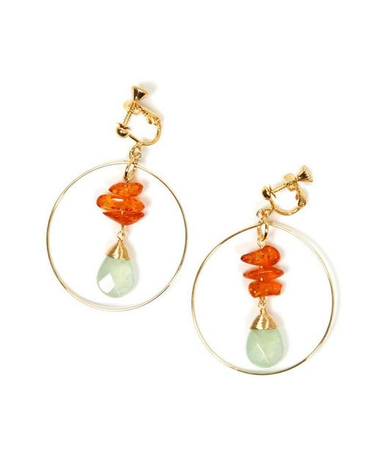 サザレアンバー×プレナイトフープイヤリング