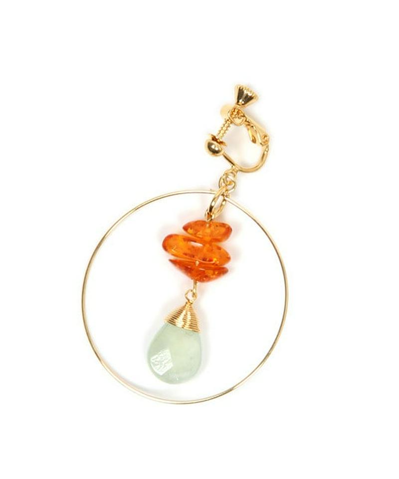 サザレアンバー×プレナイトフープイヤリング