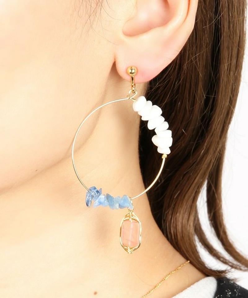 2種サザレ×チェリークォーツフープイヤリング