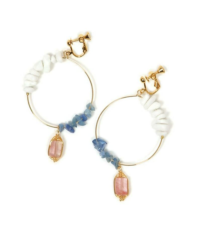 2種サザレ×チェリークォーツフープイヤリング