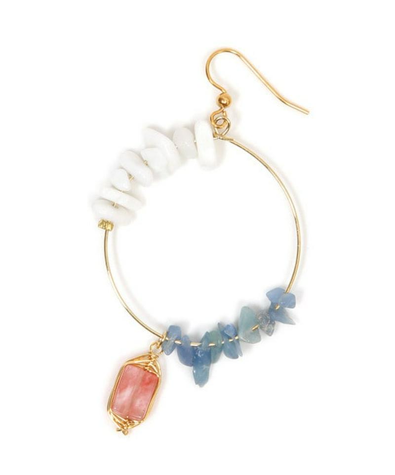 K14GF 2種サザレ×チェリークォーツフープピアス