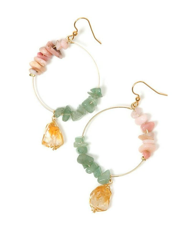 K14GF　2種サザレ×シトリンフープピアス