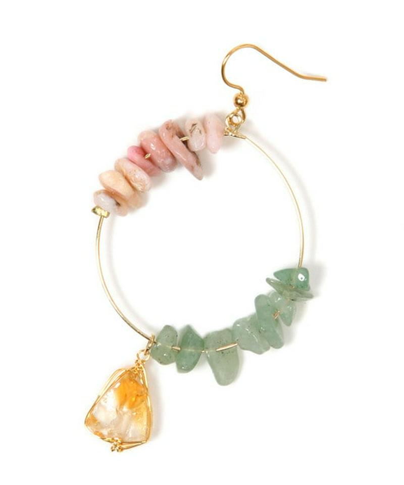 K14GF　2種サザレ×シトリンフープピアス