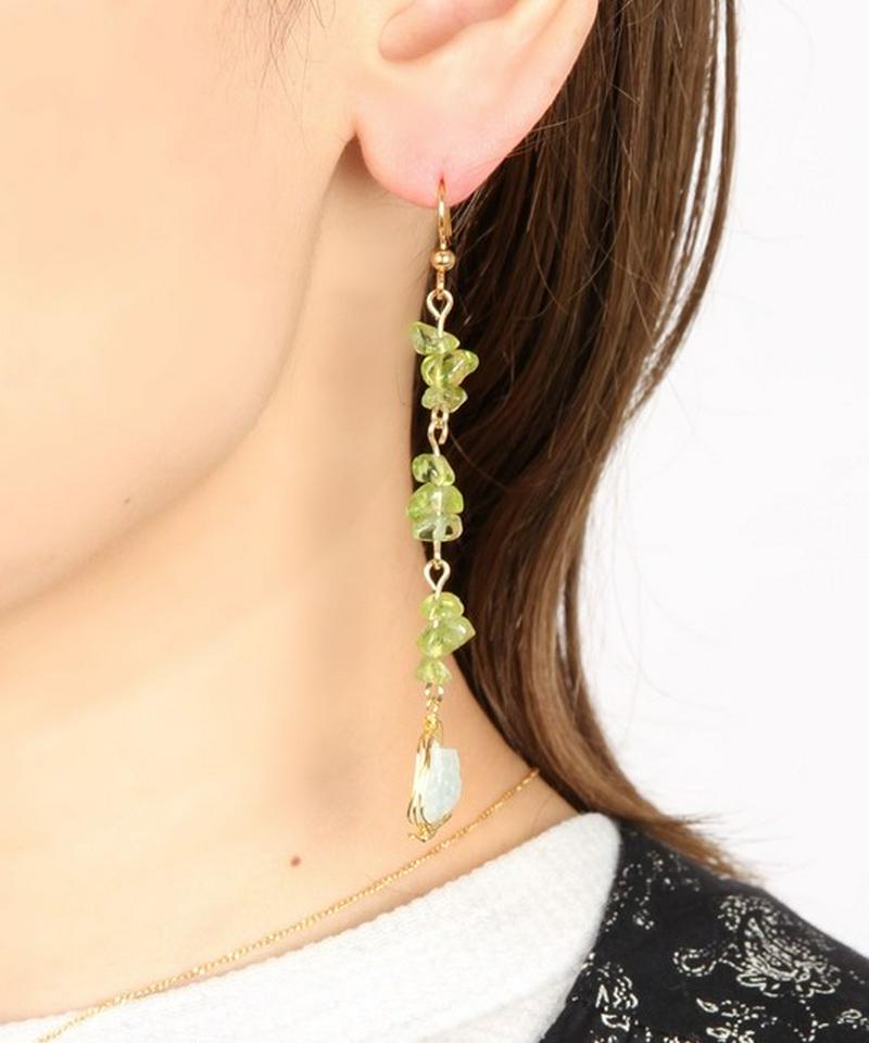 K14GF　サザレペリドット×アクアマリンピアス