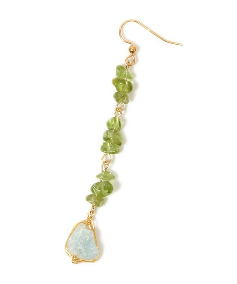 K14GF　サザレペリドット×アクアマリンピアス