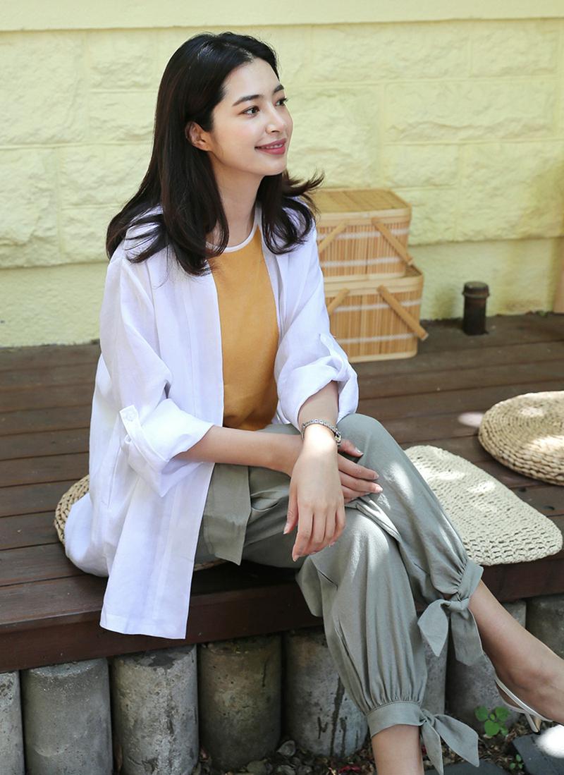 ストラップSETリネンオープンジャケット・全3色