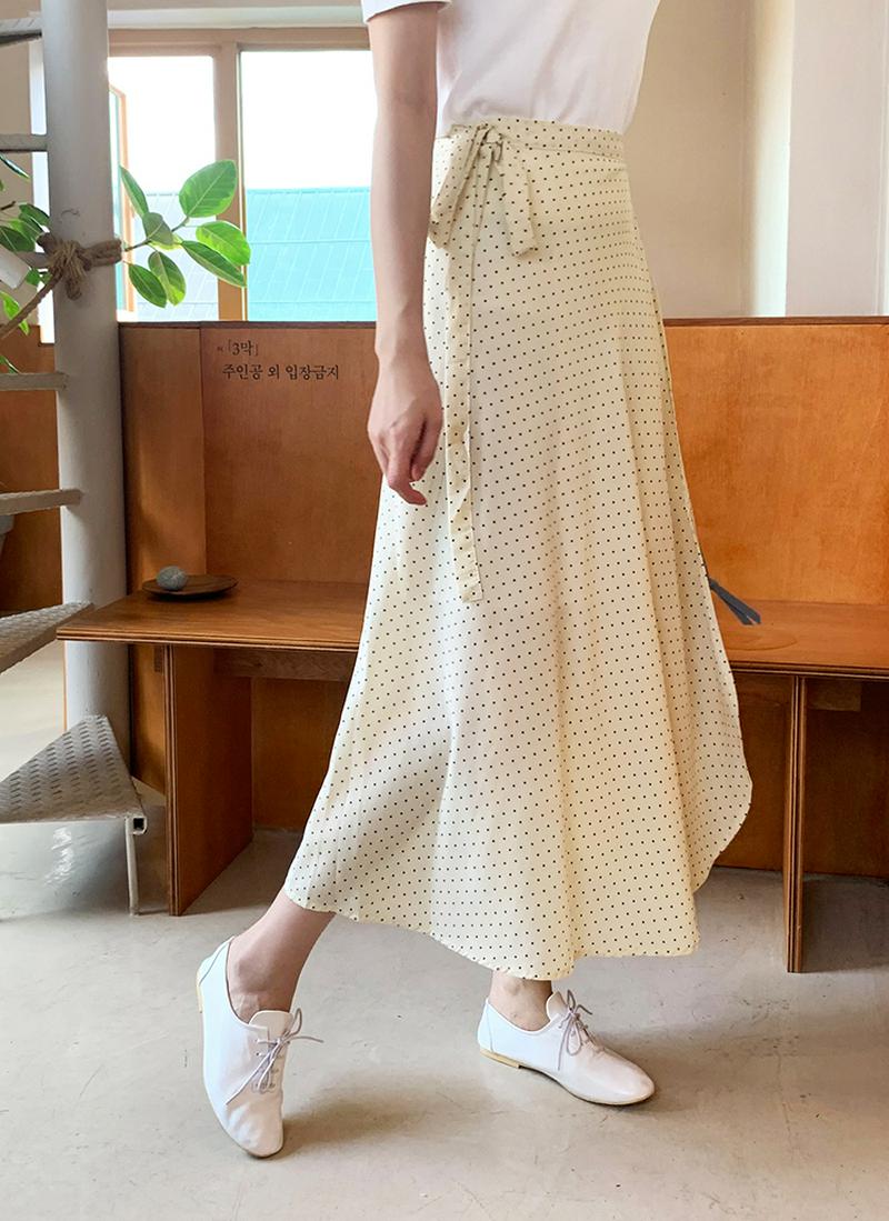 ドットロングラップスカート・全2色