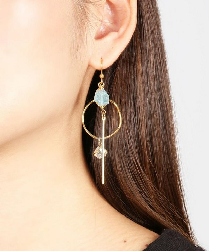 K14GF　アパタイト×ガラス　ラウンドバーピアス