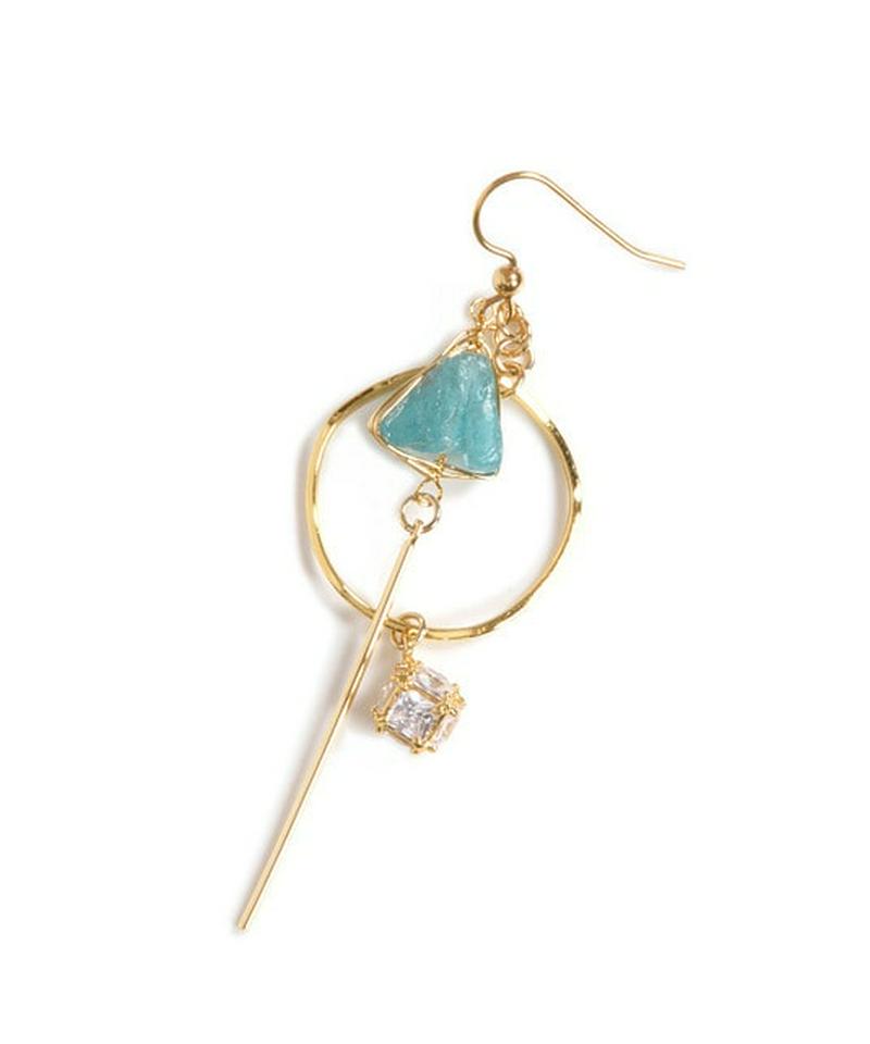 K14GF　アパタイト×ガラス　ラウンドバーピアス