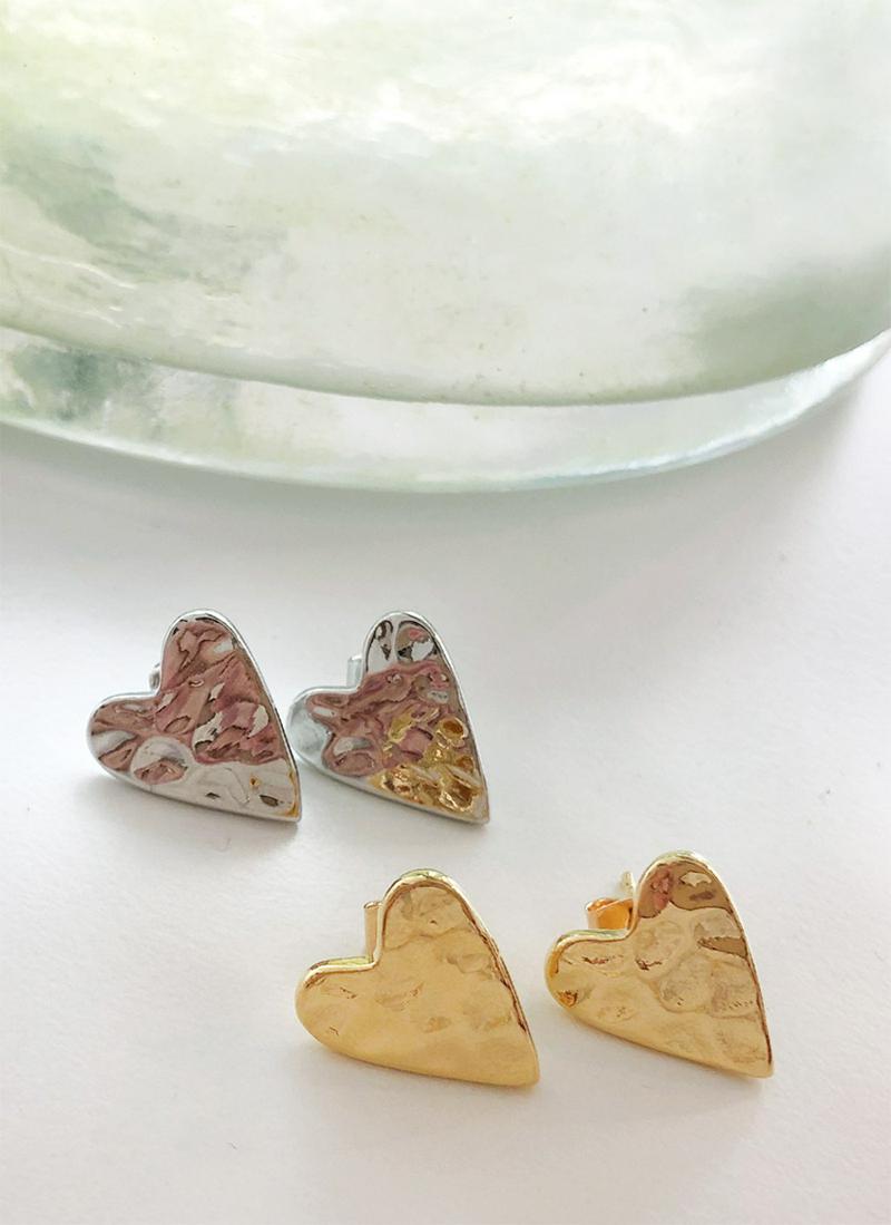 ハート&クリアシェルピアス2SET・全2色
