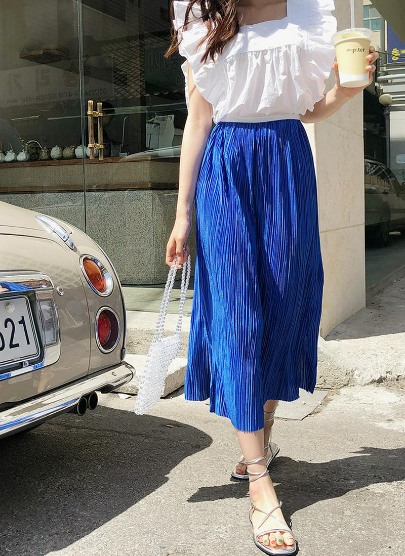 シルキープリーツロングスカート・全3色