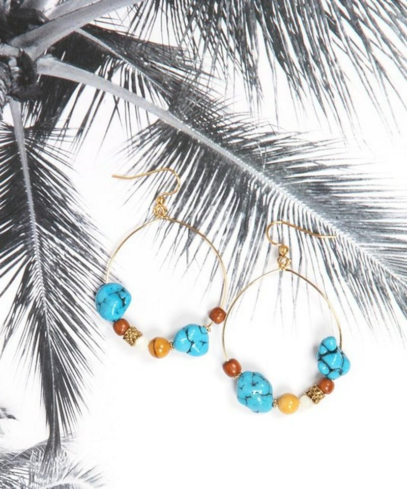 K14GF ターコイズフープピアス ゴールドピアス