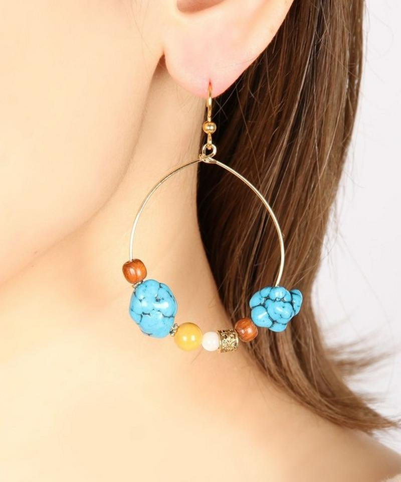 K14GF ターコイズフープピアス ゴールドピアス