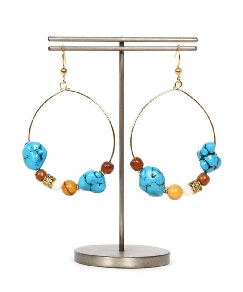 K14GF ターコイズフープピアス ゴールドピアス