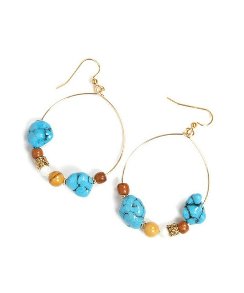 K14GF ターコイズフープピアス ゴールドピアス