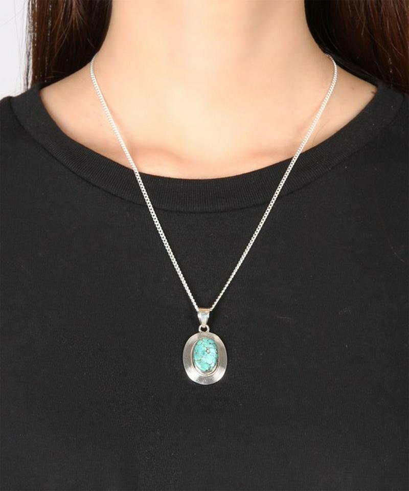 【フランス買付】ターコイズ装飾×シルバー925ネックレス