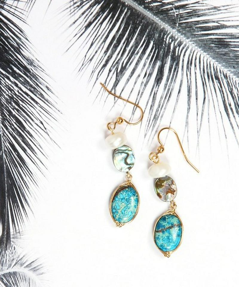 K14GF ジャスパー×アバロンシェルピアス