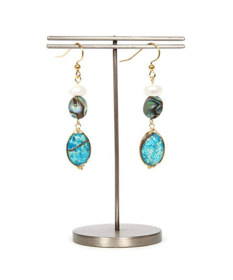 K14GF ジャスパー×アバロンシェルピアス