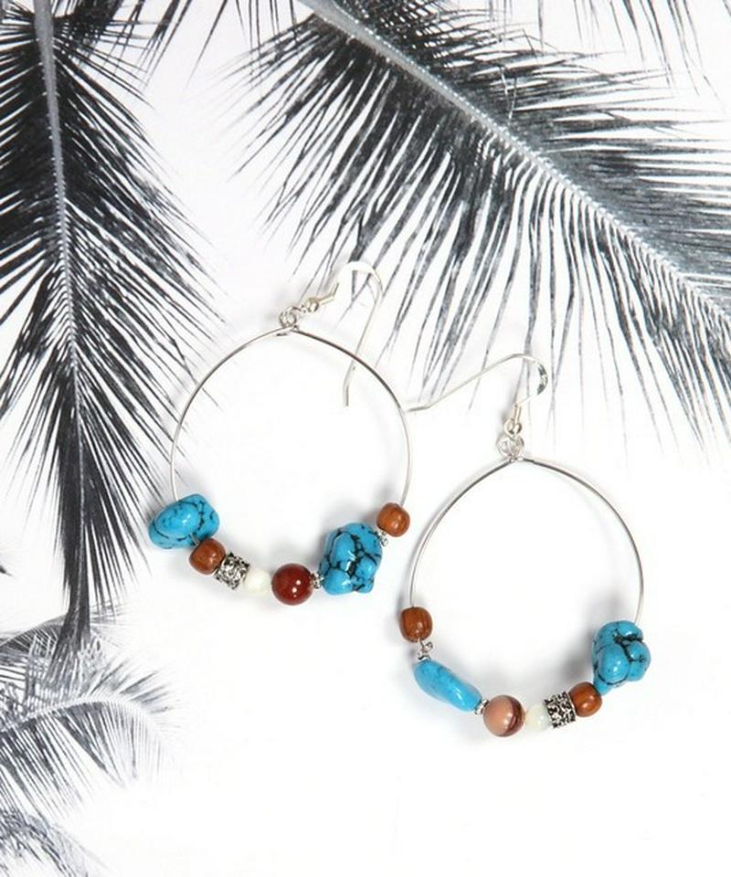 S925 ターコイズフープピアス シルバーピアス