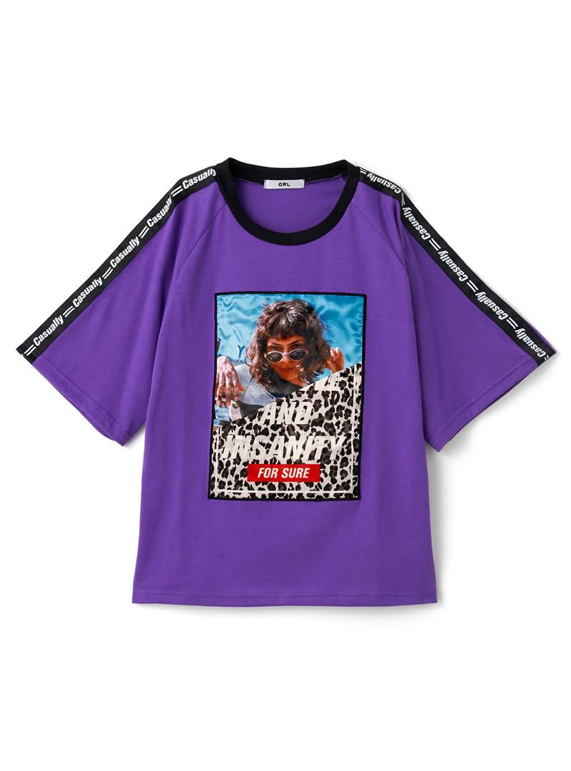 転写プリントロゴラインTシャツ