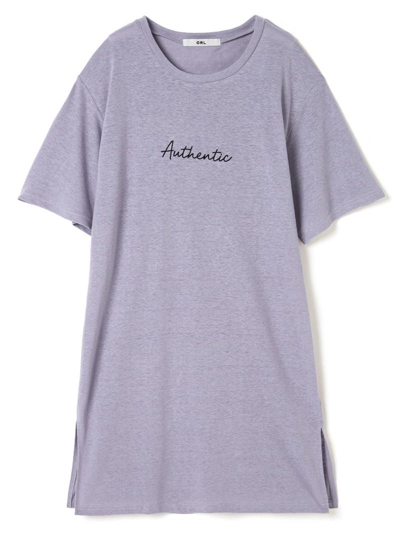 サイドスリットロゴTシャツワンピース