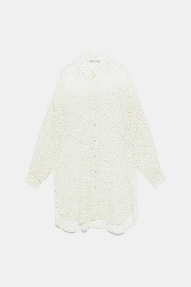 ドット柄ロングシャツ