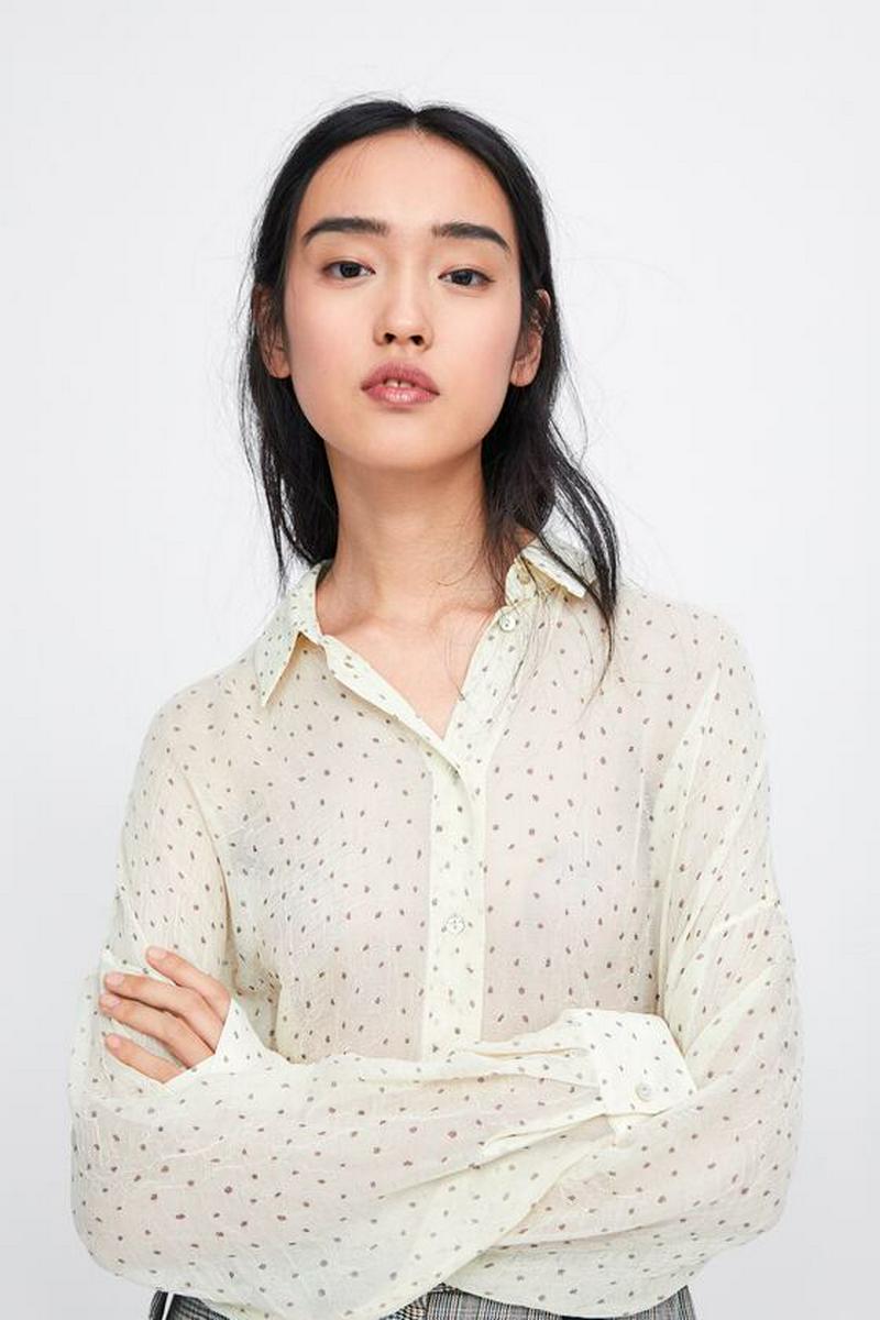 ドット柄ロングシャツ