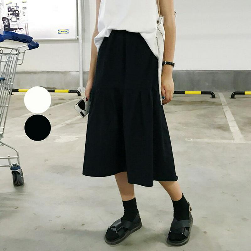 スカート ひざ丈 膝丈 ミモレ丈 レディース 春物 ボトムス おしゃれ 可愛い ブラック ホワイト メール便 2019春夏新作 
