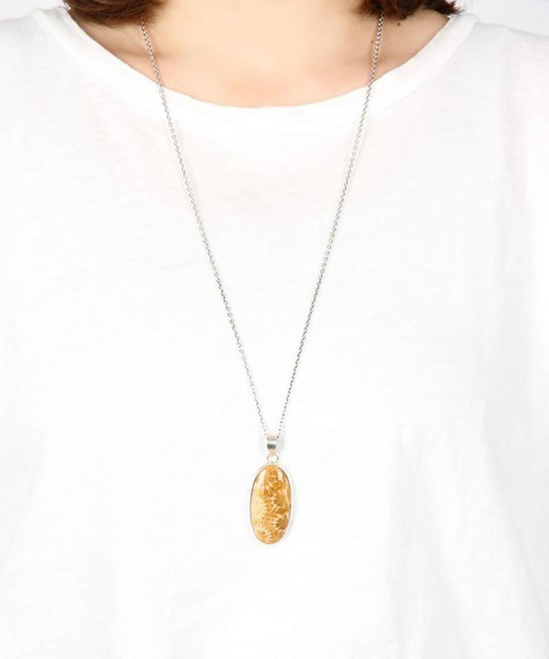 【フランス買付】フォッシルコーラル×シルバー925ネックレス