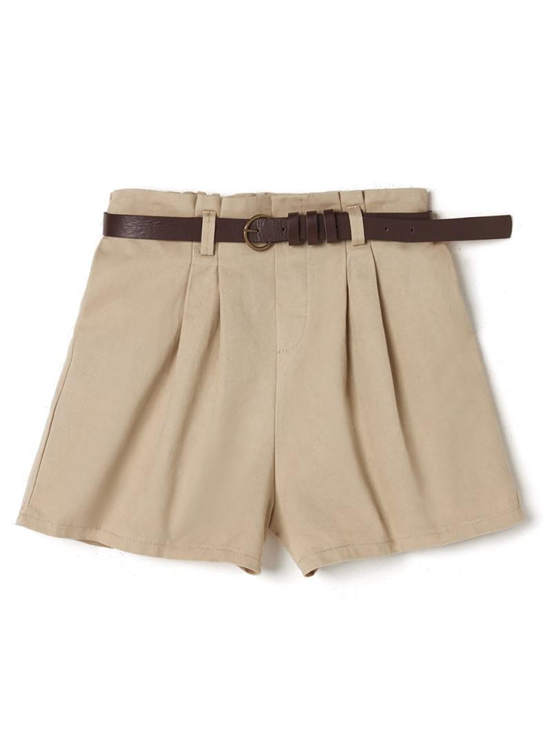 ベルト付きタックショートパンツ