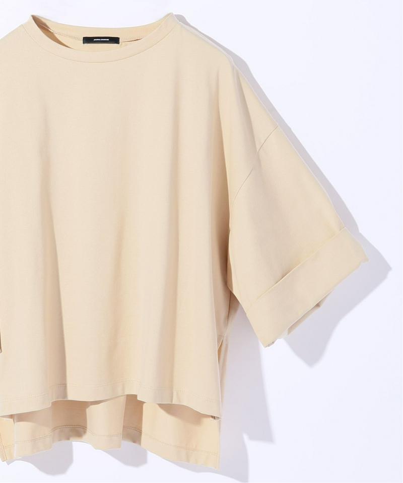 クリアジャージークルーネックソデロールアッププルオーバー