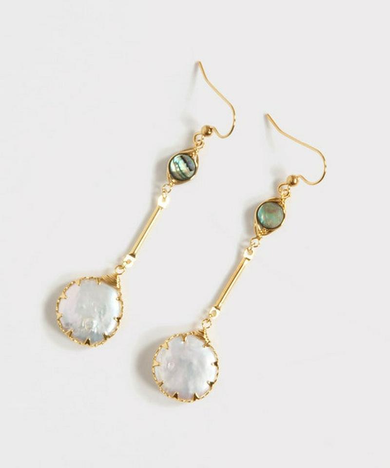 K14GF　アバロンシェル×淡水パール　バーピアス