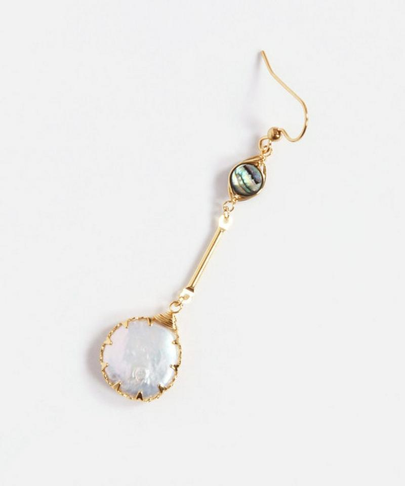 K14GF　アバロンシェル×淡水パール　バーピアス