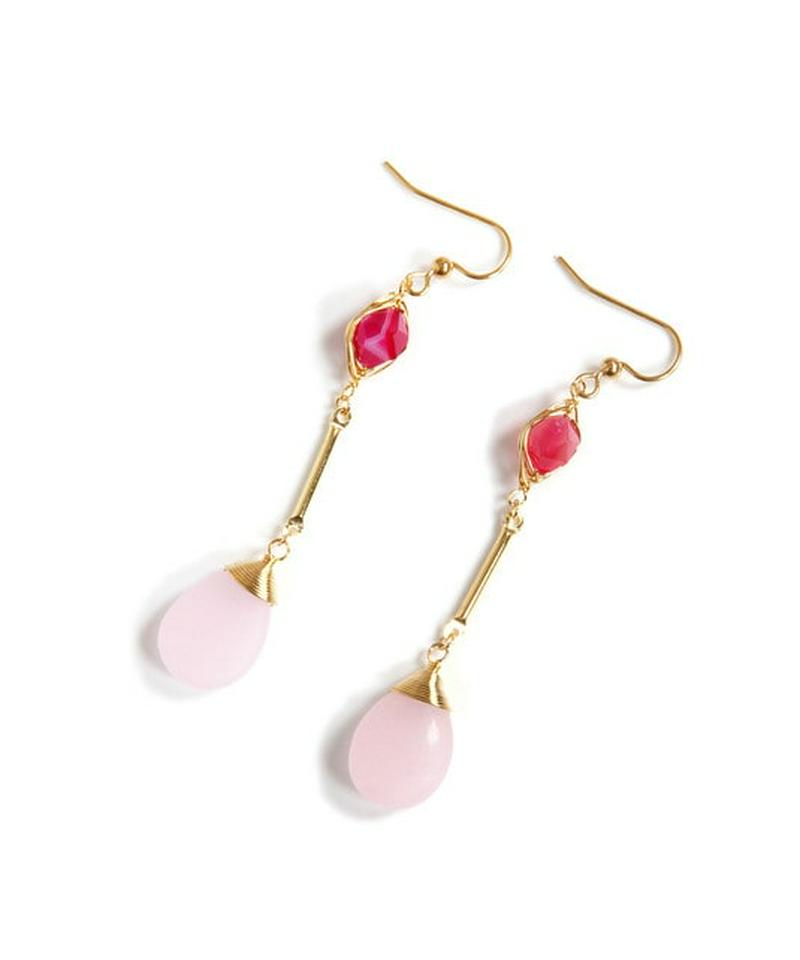 K14GF　ピンクサード二クス×ピンクジェイド　バーピアス