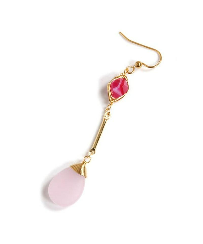 K14GF　ピンクサード二クス×ピンクジェイド　バーピアス