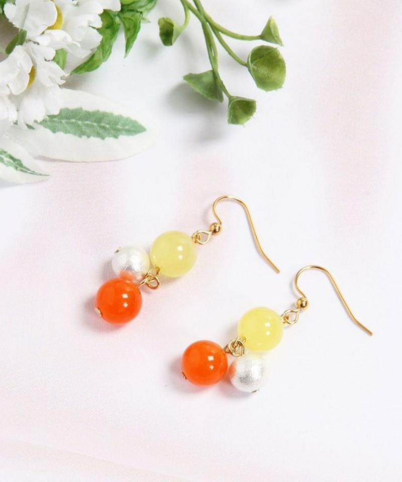 K14GF カラフルジェイドピアス　イエロー