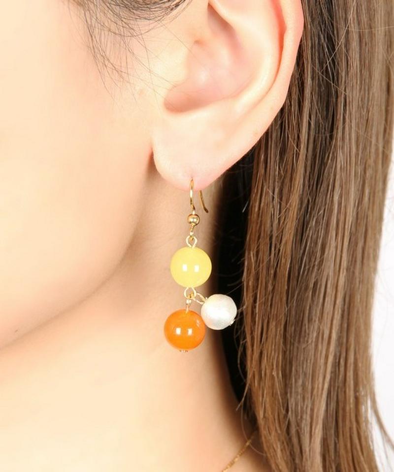 K14GF カラフルジェイドピアス　イエロー