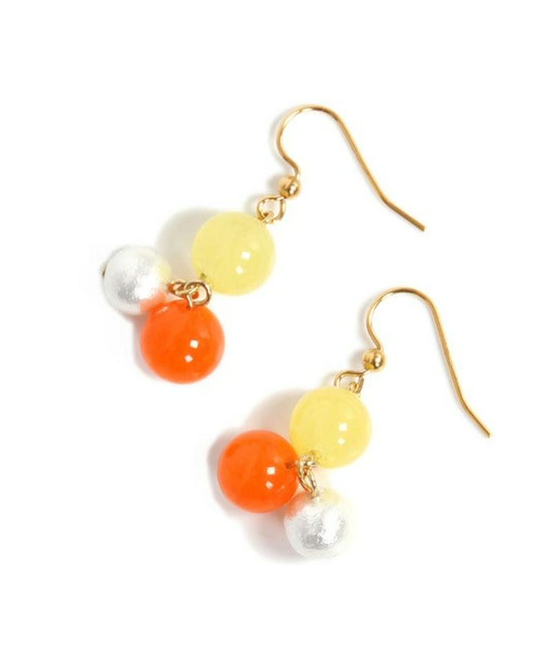 K14GF カラフルジェイドピアス　イエロー