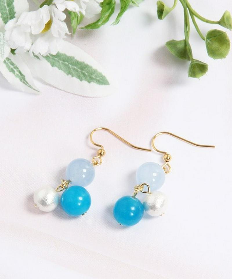 K14GF カラフルジェイドピアス　ブルー