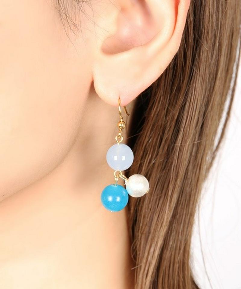 K14GF カラフルジェイドピアス　ブルー