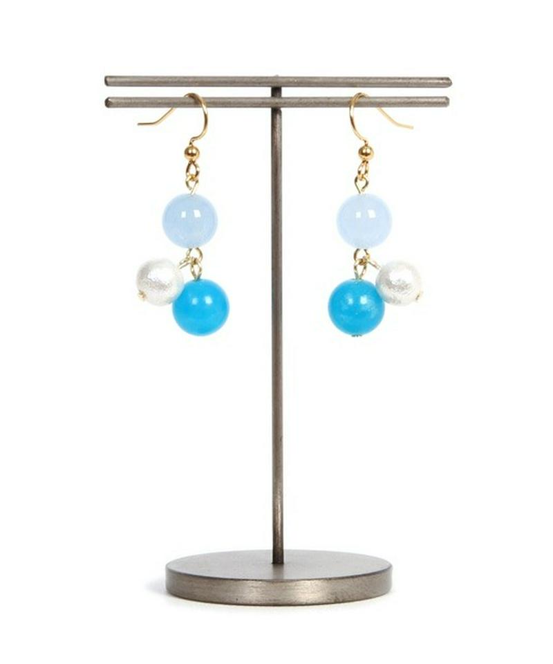 K14GF カラフルジェイドピアス　ブルー