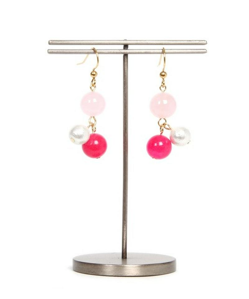 K14GF カラフルジェイドピアス　ピンク